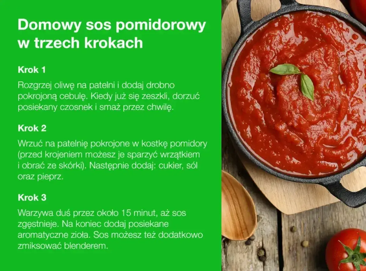 Aksamitny makaron z sosem pomidorowym, przygotowany w trzech prostych krokach. Sos jest gęsty, aromatyczny i idealny do ulubionego makaronu.