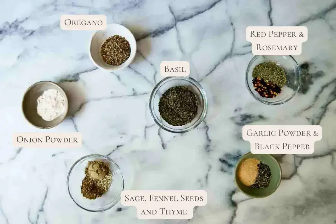 Idealne jakie przyprawy do spaghetti: oregano, bazylia, czosnek, cebula, rozmaryn, tymianek, nasiona kopru i pieprz.
